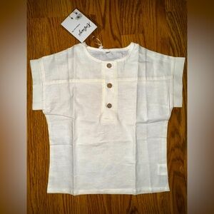 Linen shirt boys with brown buttons size 110 (4-5yr) NWT